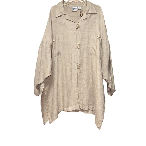 Jacque & Koko Tops - Jacque & Koko Women's 26-28 Linen Tunic Boho Minimalist Coastal Lagenlook Beachy